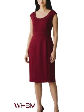 White House Black Market Burgundy Red Feminine Sheath Dress NWOT Size 14